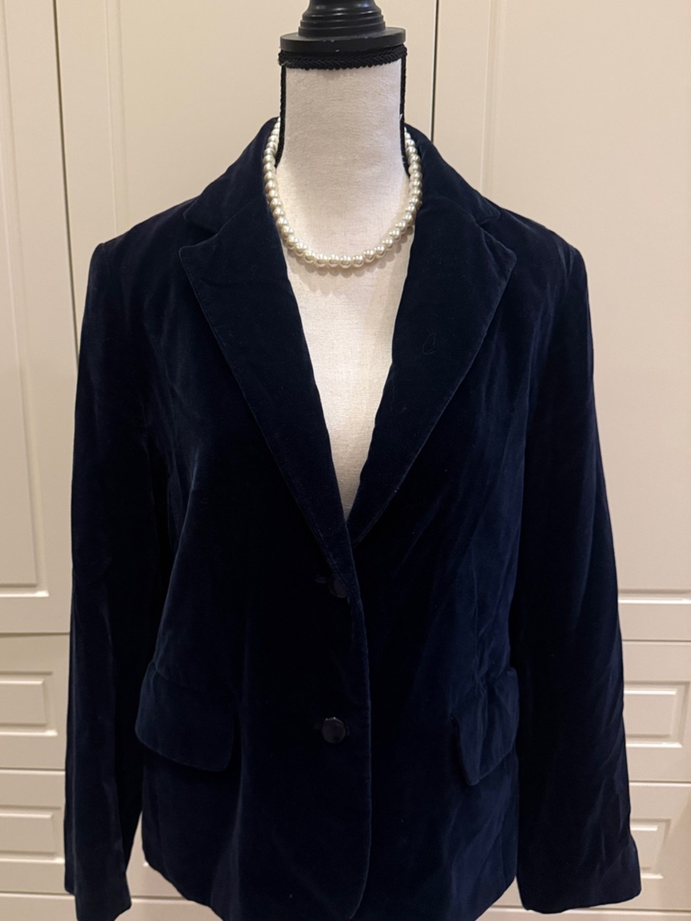 Classic Navy Velvet Blazer Jacket
